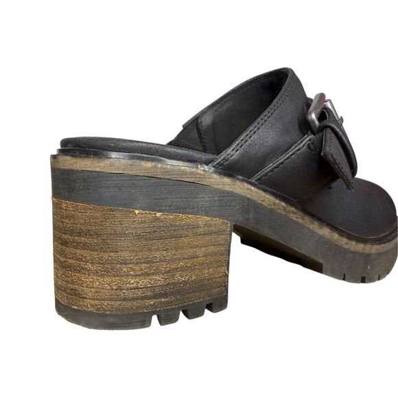 Crown Vintage Women’s 7 Janis Slip On Clogs Black Heeled Buckle Y2K Hipster - Picture 6 of 11